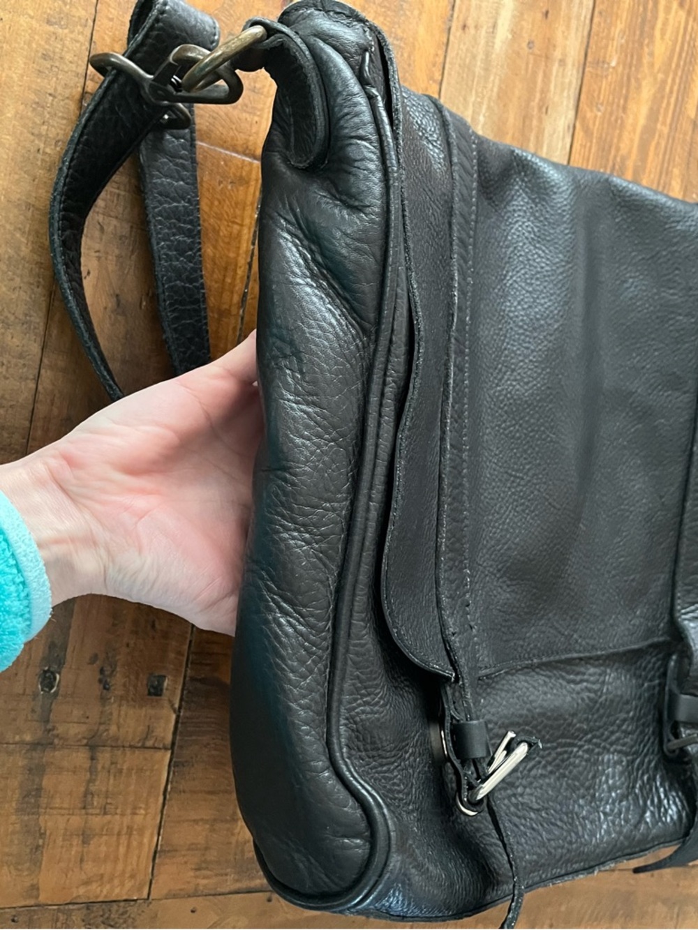 Roots Modern Satchel Cervino Soft Pebbled Leather Black Laptop $448 Briefcase - Picture 8 of 16